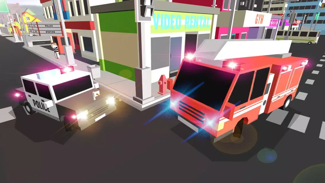 Blocky Fire Truck & Ambulance应用截图