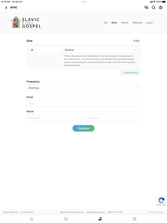 Tangkapan layar Slavic Full Gospel Church iPad 