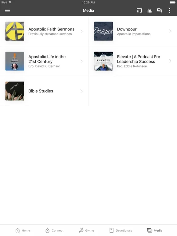 Tangkapan layar Apostolic Faith Downriver iPad 