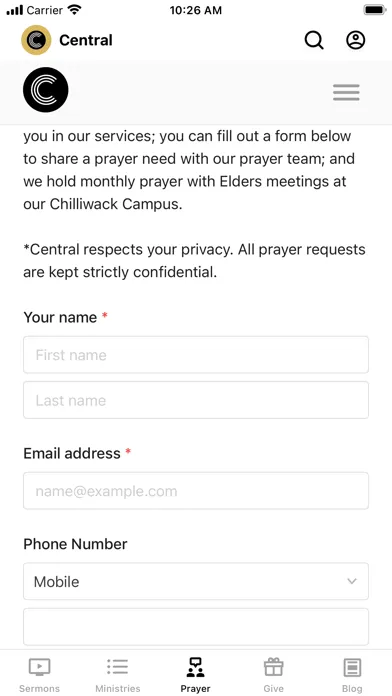Tangkapan layar Central Community Church
