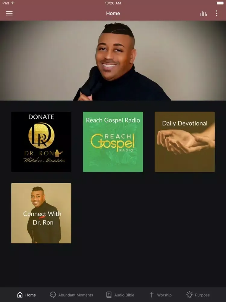 Tangkapan layar Dr. Ron Whitaker Ministries iPad 