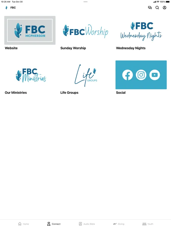 Tangkapan layar FBC McPherson iPad 