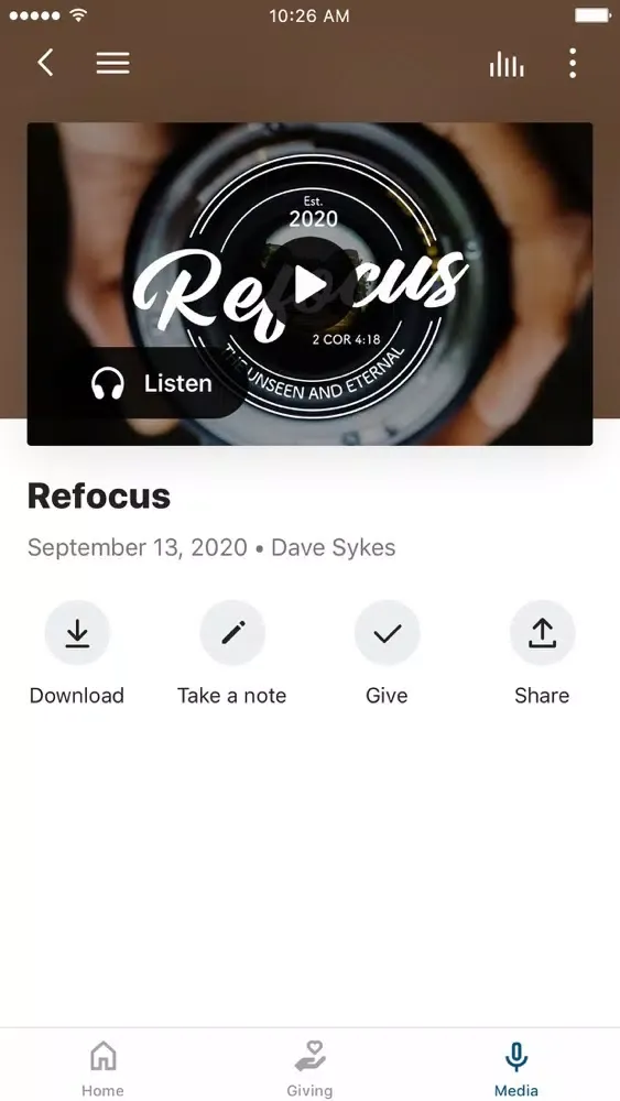 Tangkapan layar Agape Christian Church App