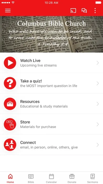 Ảnh chụp màn hình của Columbus Bible Church