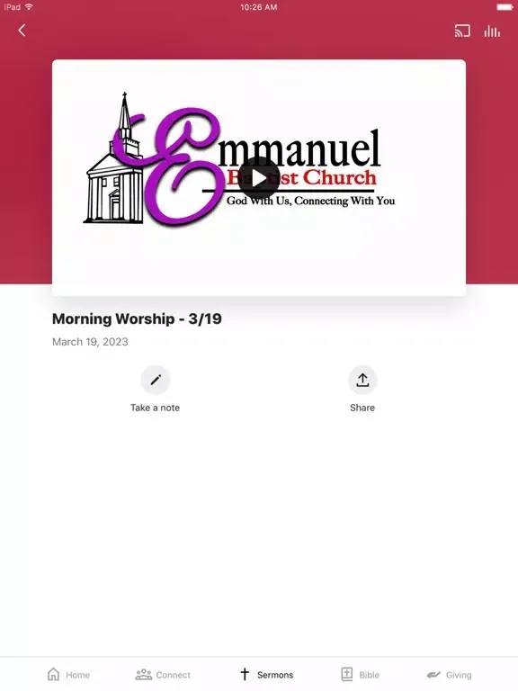 Tangkapan skrin Emmanuel Baptist Church Beloit iPad 