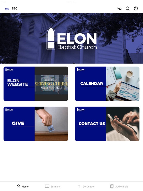 Tangkapan layar Elon Baptist Church of Pamplin iPad 