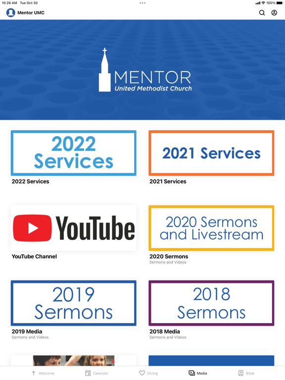 ภาพหน้าจอของ Mentor United Methodist Church iPad 