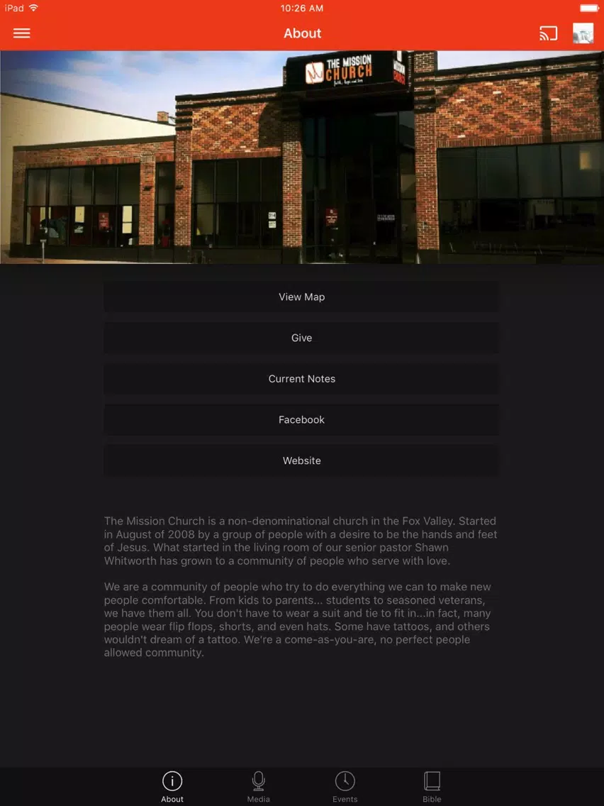 Tangkapan skrin Mission Church Appleton iPad 