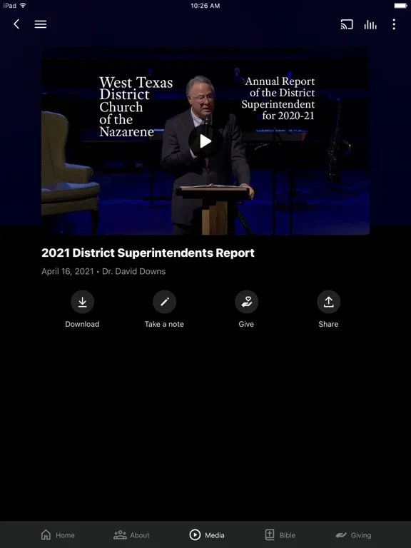Zrzuty ekranu West Texas District Nazarene iPad 