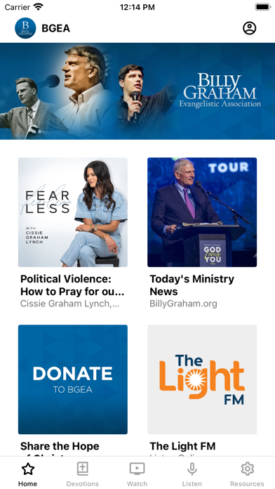 Tangkapan skrin Billy Graham Evangelistic Assn