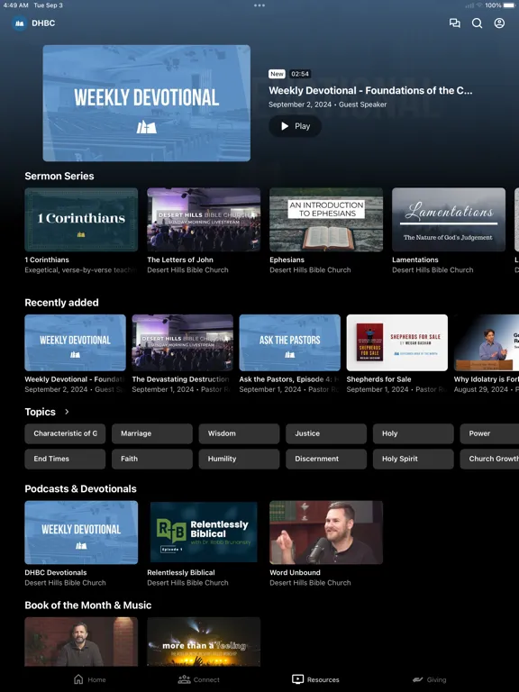 Desert Hills Bible Church iPad  سکرین شاٹس
