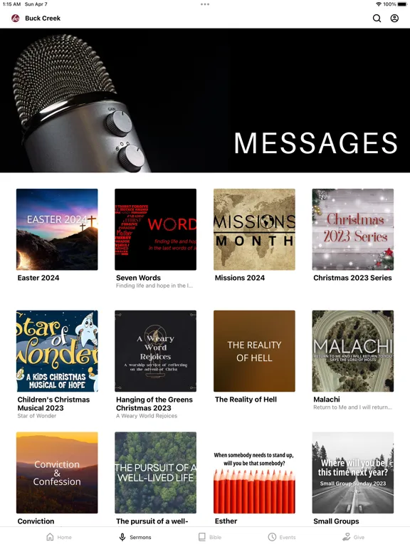 Buck Creek Church iPad  Screenshots