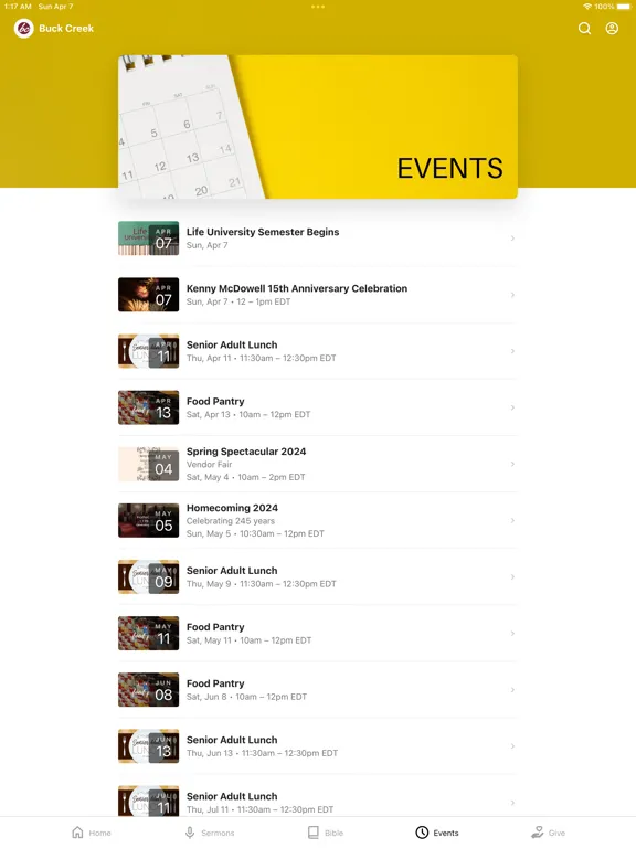 Buck Creek Church iPad  Screenshots