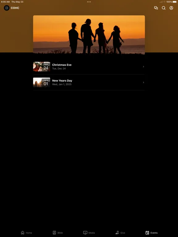 Tangkapan layar City of Hope Church Kentucky iPad 