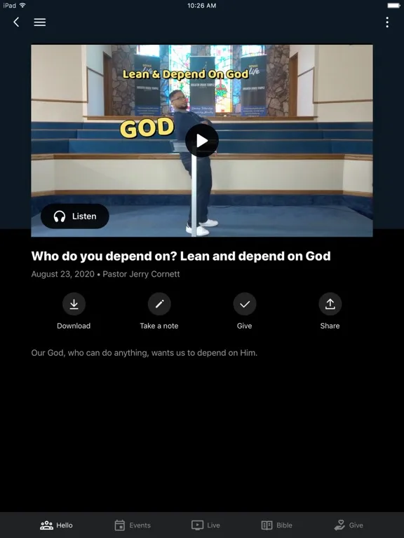 Capturas de tela do Greater Grace Temple Church iPad 