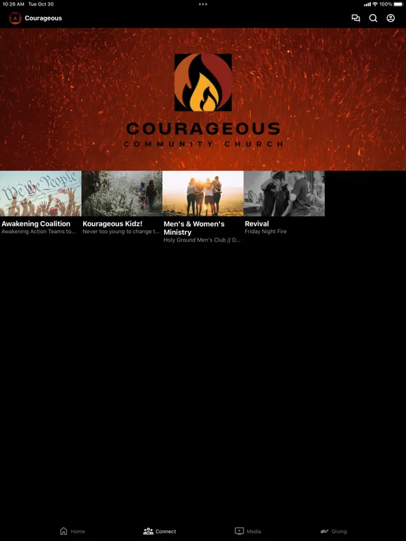 Tangkapan skrin Courageous Community Church iPad 
