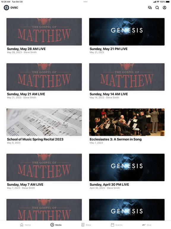 Capturas de pantalla de Oak View Baptist Church iPad 