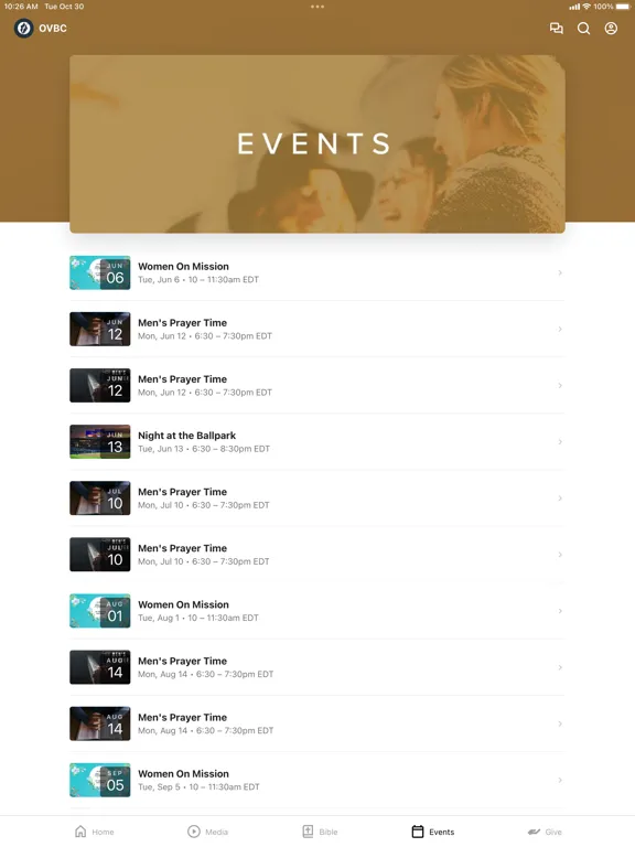 Capturas de pantalla de Oak View Baptist Church iPad 