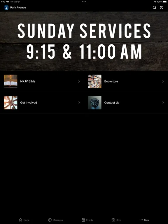 Capturas de tela do Park Avenue Baptist Church iPad 