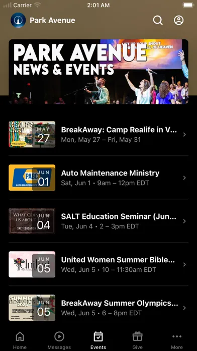Capturas de tela do Park Avenue Baptist Church