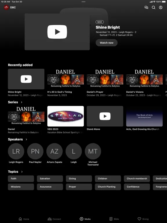 Capturas de tela do Dutchtown Baptist Church iPad 
