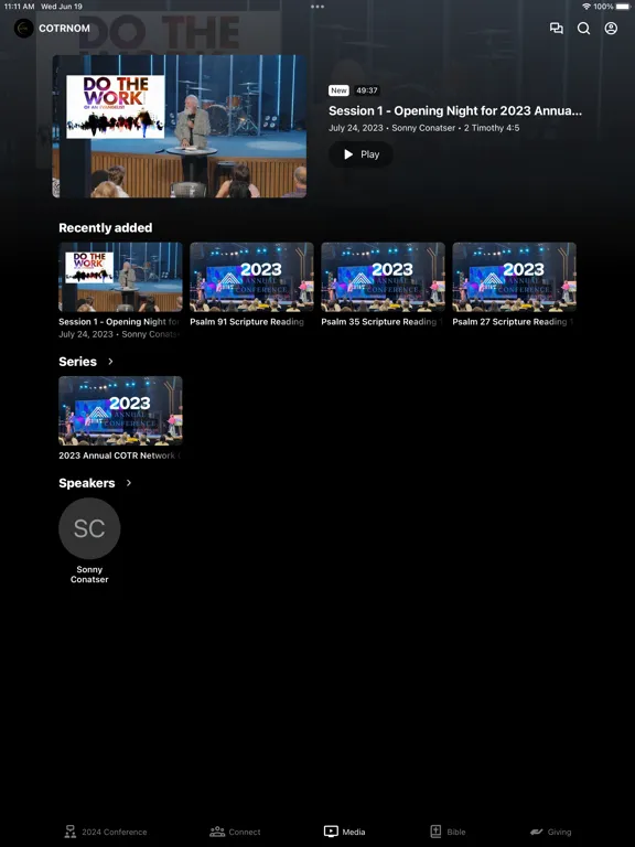Tangkapan layar COTR Network of Ministers iPad 