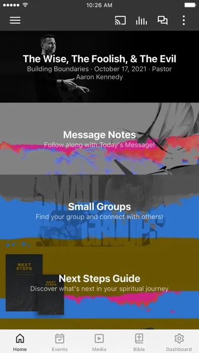Capturas de tela do Opendoor Church App