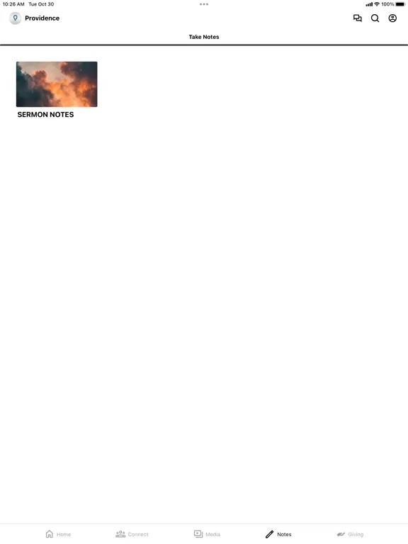 Tangkapan skrin Providence Wesleyan Church iPad 