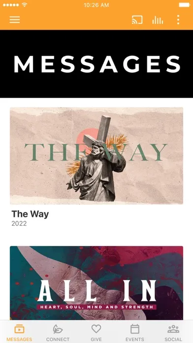 Capturas de tela do My Crossroads App