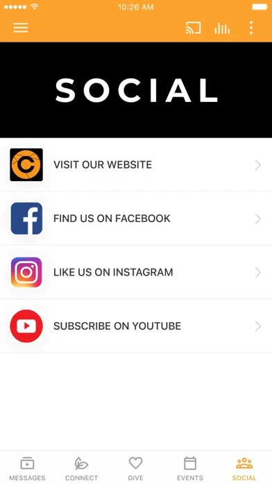Capturas de tela do My Crossroads App