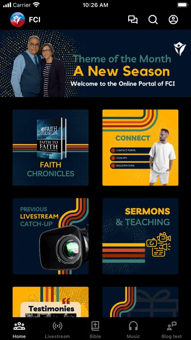 Capturas de tela do FCI Online