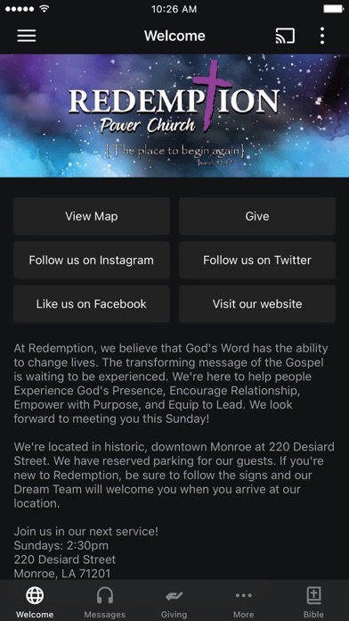 Capturas de tela do Redemption Power Church App