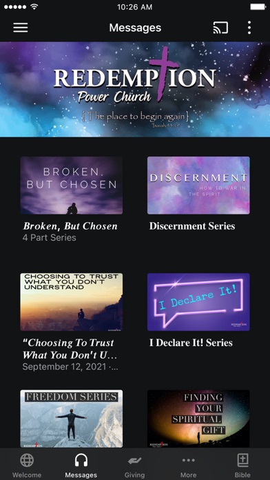 Capturas de tela do Redemption Power Church App