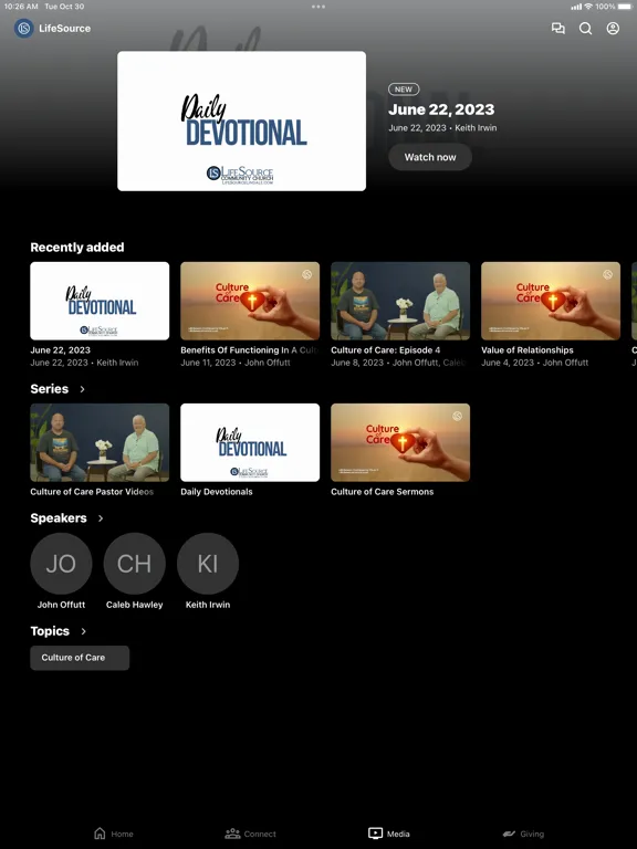 Tangkapan skrin LifeSource CC Lindale iPad 