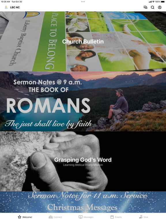 Liberty Baptist Church NC iPad  스크린샷