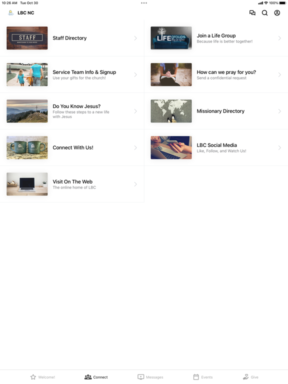 Liberty Baptist Church NC iPad  스크린샷