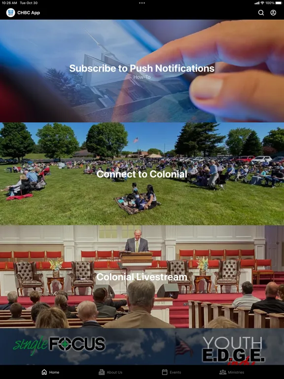 CHBC Church App iPad  Screenshots