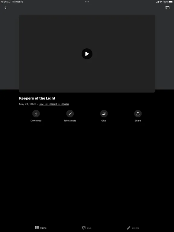 Tangkapan layar The True Light Baptist Church iPad