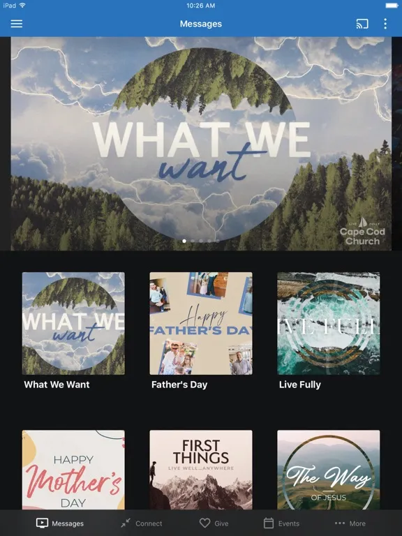Ảnh chụp màn hình của Cape Cod Church App iPad 