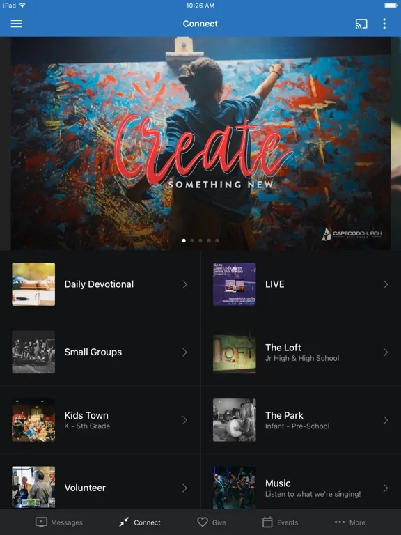 Ảnh chụp màn hình của Cape Cod Church App iPad 