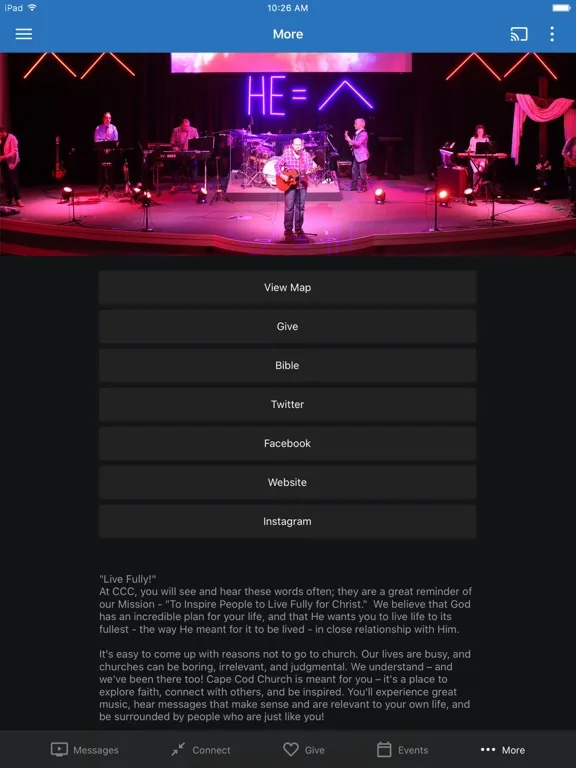 Ảnh chụp màn hình của Cape Cod Church App iPad 