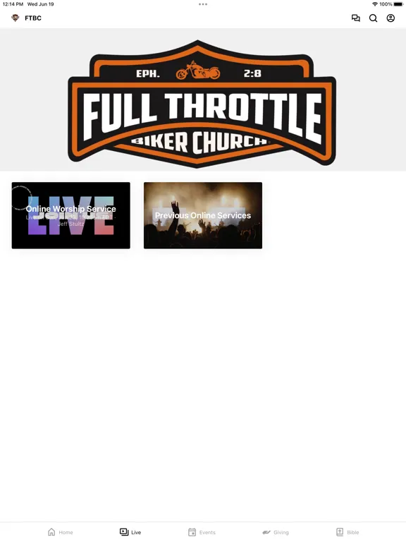 Ảnh chụp màn hình của Full Throttle Biker Church iPad 