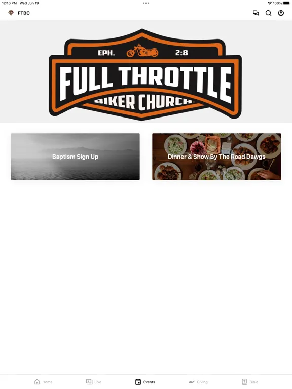 Ảnh chụp màn hình của Full Throttle Biker Church iPad 