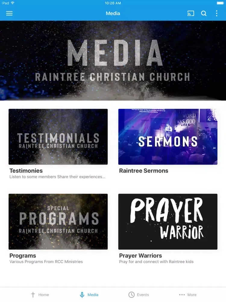 Tangkapan skrin Raintree Church iPad 