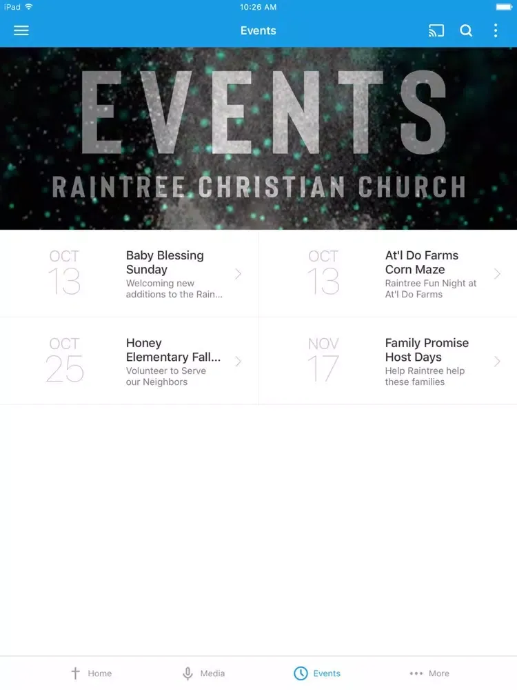 Tangkapan skrin Raintree Church iPad 