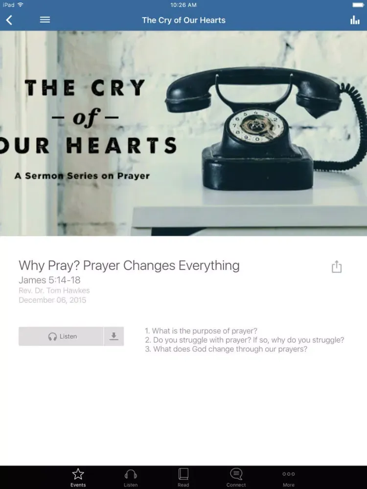 Tangkapan layar Uptown Church, PCA iPad 
