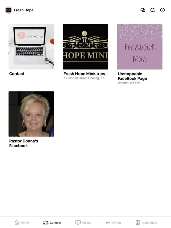 Tangkapan layar Fresh Hope Ministries iPad 