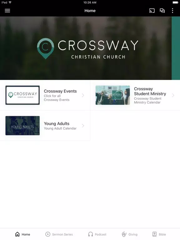 Tangkapan layar Crossway Christian Church iPad 