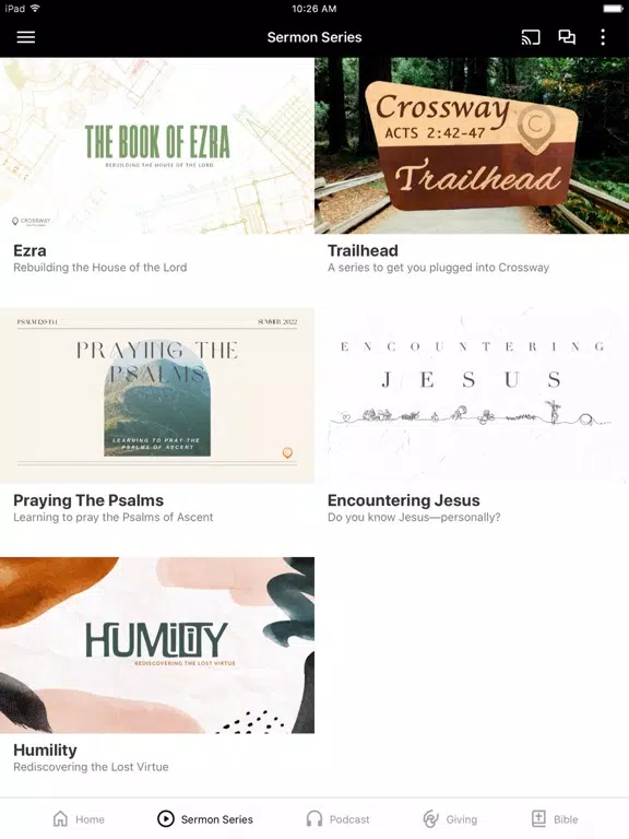 Tangkapan layar Crossway Christian Church iPad 