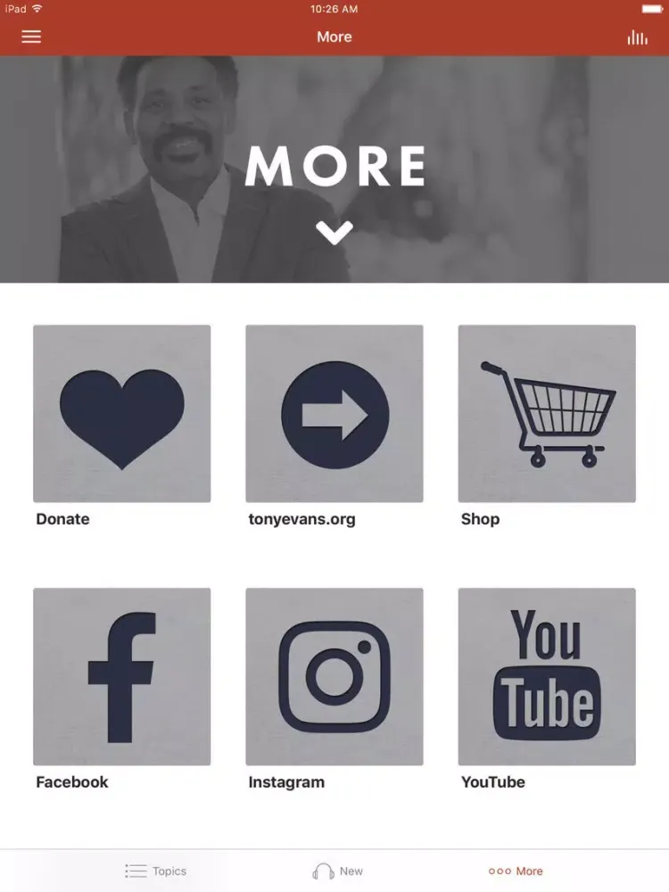 Tangkapan layar Tony Evans Motivation Moments iPad 